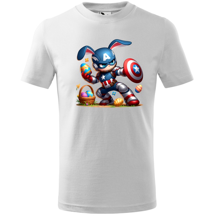 Tricou Paste, Personalizat Captain America, Bumbac 100%, Pentru Copii, Alb, 12 ani, 158 cm