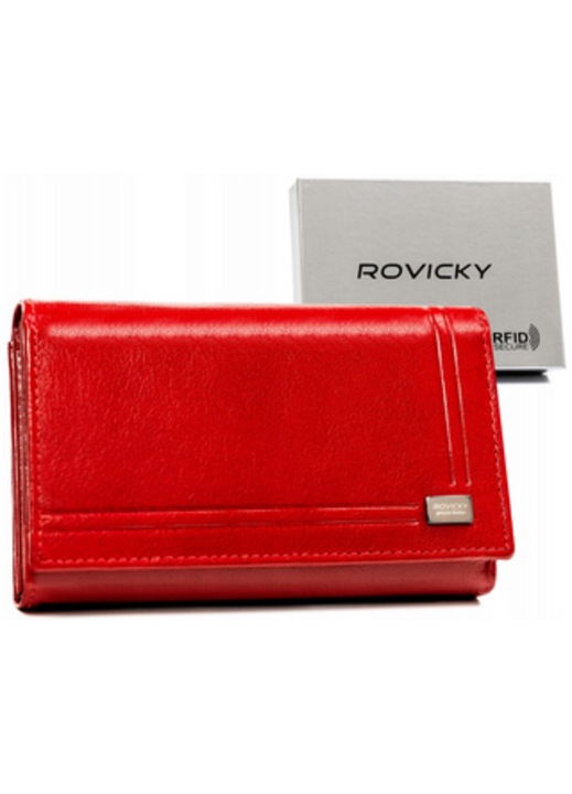 Дамско портмоне Rovicky, червено, естествена кожа