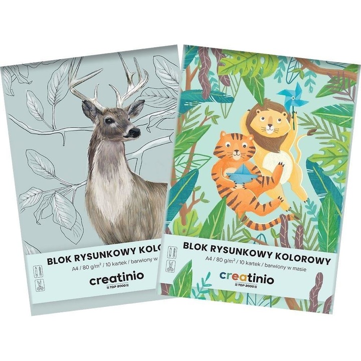 A4 rajzlapok, TOP 2000 Creatinio, 20 db-os szett, színes, karton hátlappal