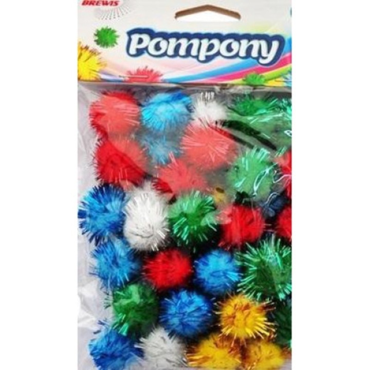 Set pompoane metalice, Brewis, Multicolor, 2cm