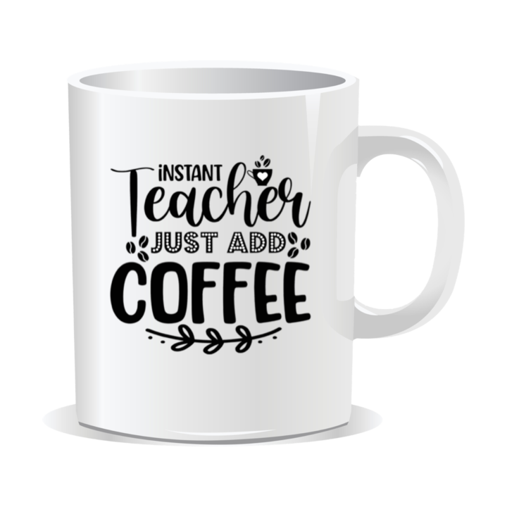Cana personalizata pentru profesori, Instant teacher, just add coffee, 330 ml, interior alb