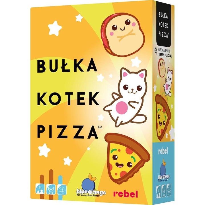 Társasjáték Bulka, Kotek, Pizza, REBEL, 42 kártya, útmutató