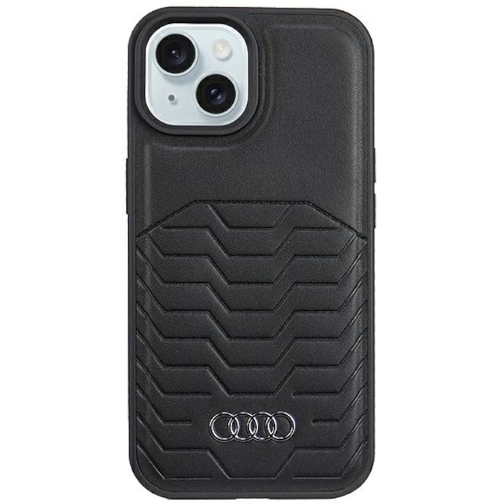Audi AU-TPUPCMIP15M-GT/D3-BK műbőr MagSafe keménytok iPhone 15 Plus / 14 Plus - fekete