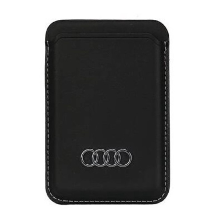 Audi férfi pénztárca, Műbőr, Kártyanyílás, MagSafe, Fekete, 95x162x20mm