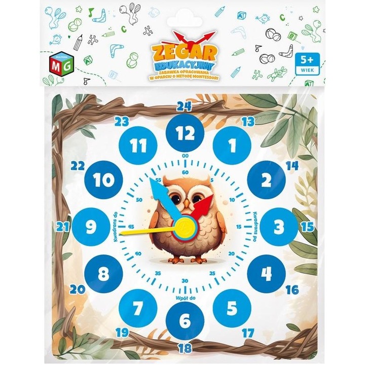 Ceas educativ Multigra, model Sowa, carton, 23x23cm