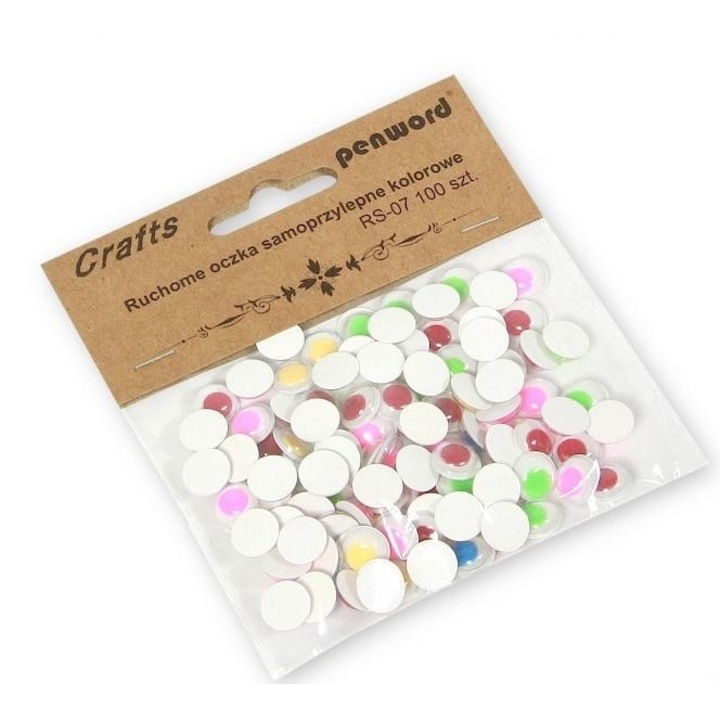 Set 100 ochi mobili autoadezivi, Penword, multicolor