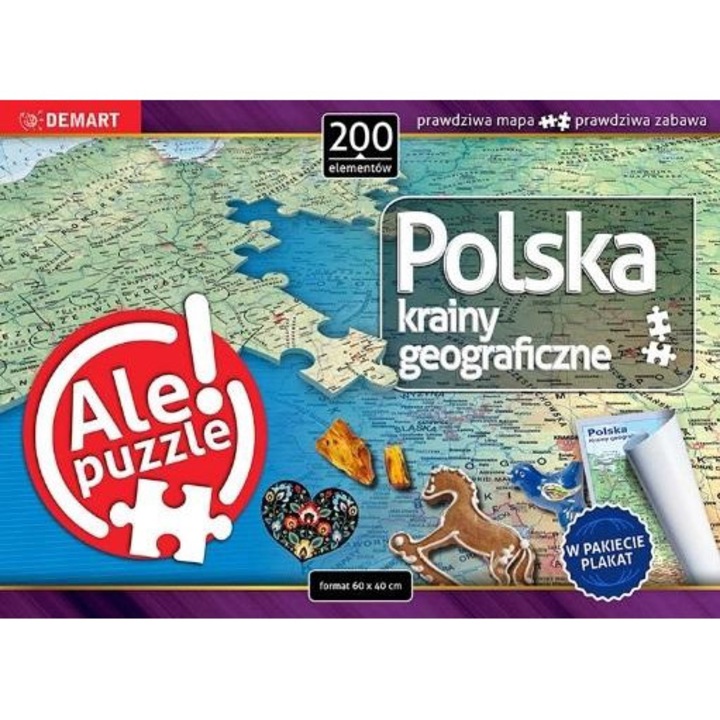 Puzzle cu harta Poloniei, Demart, 1:1.650.000, 200 piese