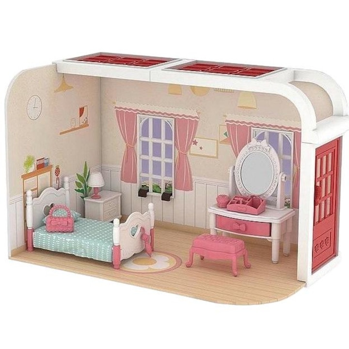 Casuta de papusi cu mobila, Adar, 3ani+, Multicolor