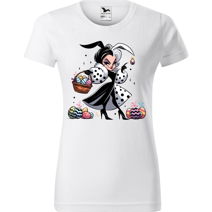 Tricou Paste, Personalizat Disney- Cruella de Vil, Bumbac 100%, Pentru Copii, Alb, 12 ani, 158 cm