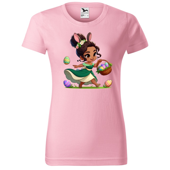 Tricou Paste, Personalizat Disney- Tiana, Bumbac 100%, Pentru Copii, Roz, 12 ani, 158 cm