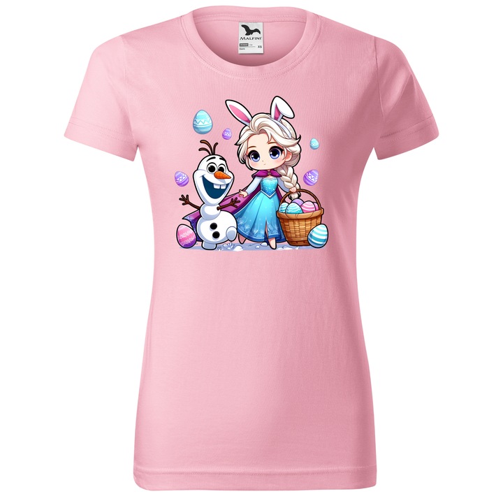 Tricou Paste, Personalizat Disney- Elsa, Bumbac 100%, Pentru Copii, Roz, 12 ani, 158 cm
