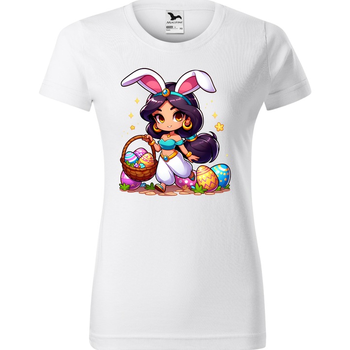 Tricou Paste, Personalizat Disney- Jasmine, Bumbac 100%, Pentru Copii, Alb, 12 ani, 158 cm