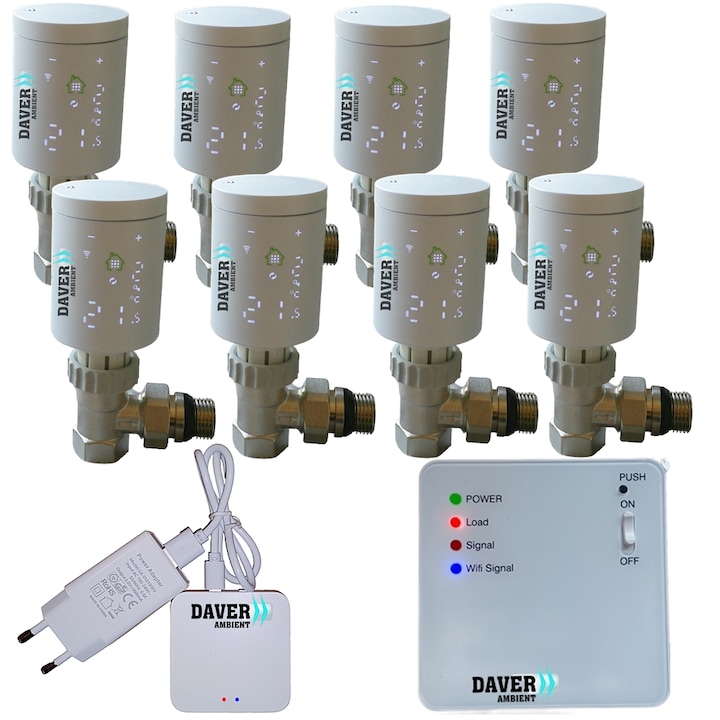 Pachet automatizare incalzire Perfect ZigBee Plus pentru centrala si 8 radiatoare, Daver