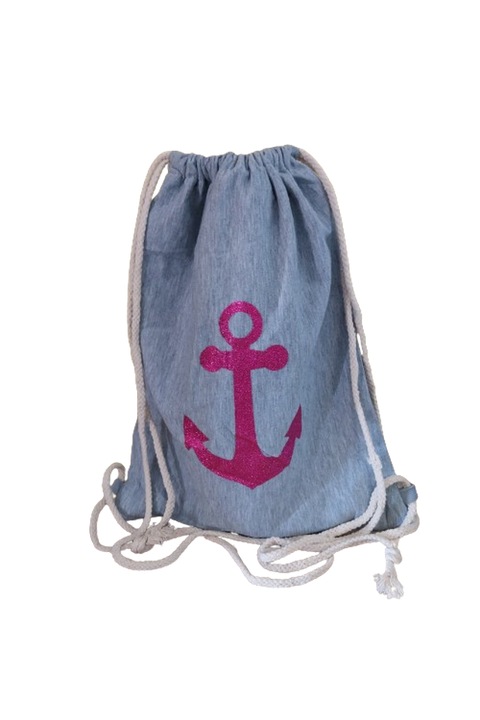 Zsinóros hátizsák, szürke, viszkóz, 38x33 cm