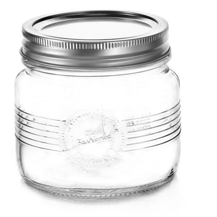 Буркан OLD FASHIONED, винтова, метална капачка, нисък, 500ml