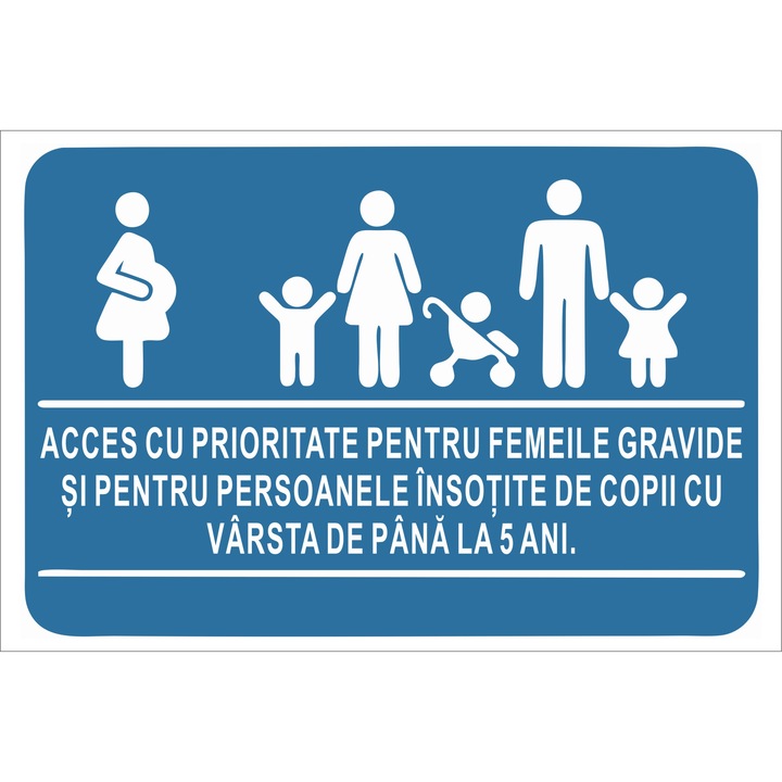 Indicator obligatoriu "Prioritate pentru femeile gravide la casele de marcat", placuta PVC 4mm, 30x20 cm