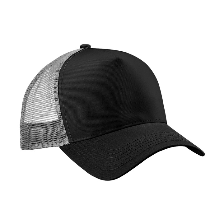 Шапка модел Trucker, памучна, с мрежа, регулируема, черно/сиво