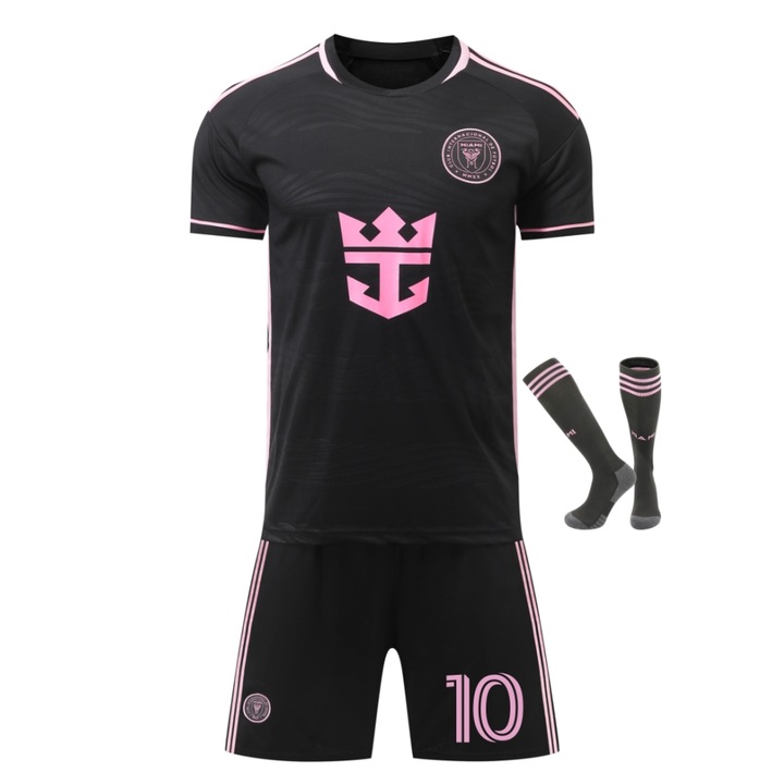 Детска спортна екипировка Комплект футболни тениски Miami Messi, Черен