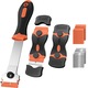 Set unelte pentru aplicare si eliminare, Axroad Mall, Spatula curatarea siliconului, Cu lame inlocuibile, Maner ergonomic, Anti-alunecare, Pentru pete, lipici, autocolante, masticuri, Plastic/Metal, 12*4.6cm, Negru/Portocaliu