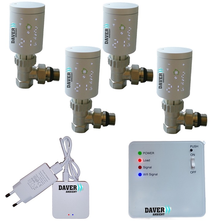 Pachet automatizare incalzire Perfect ZigBee Plus pentru centrala si 4 radiatoare, Daver