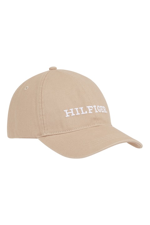 Tommy Hilfiger, Sapca din bumbac cu broderie logo, Maro, Maro taupe deschis