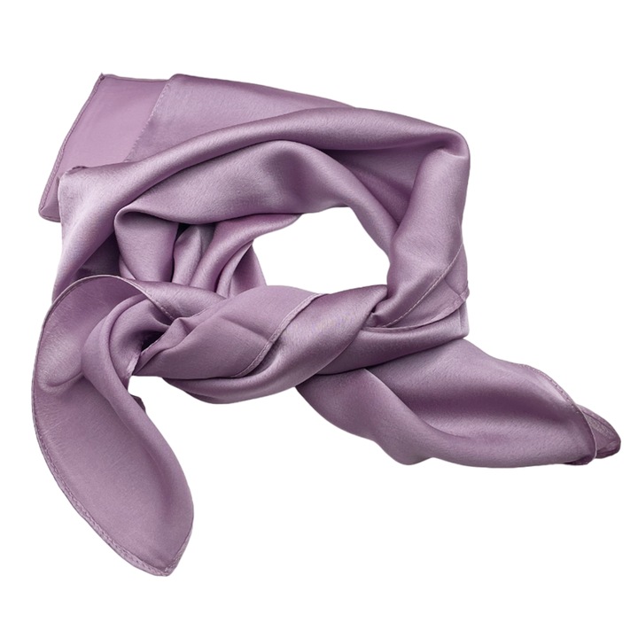Esarfa matase uni pentru femei Amelie, Mov prafuit, 70x70cm