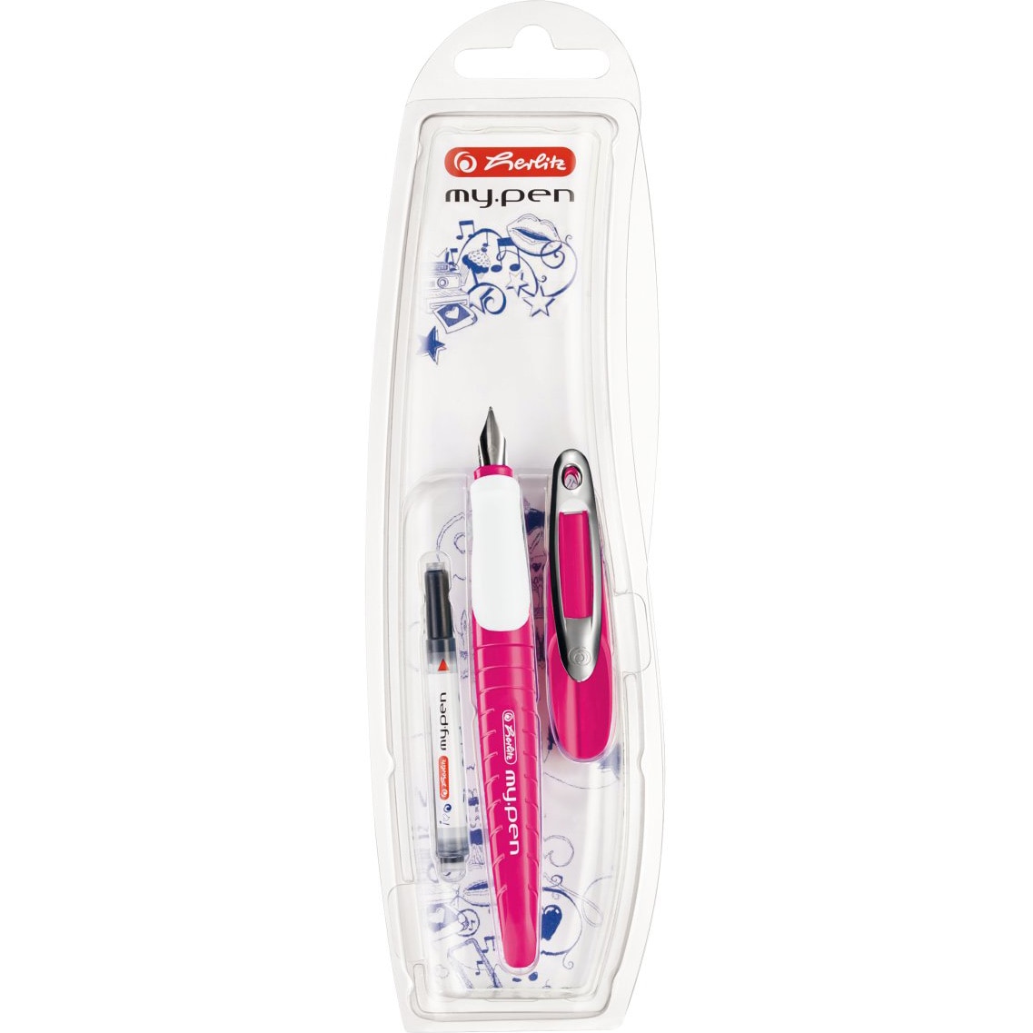 Stilou Herlitz, My.Pen Penita M Roz/Alb - Blister - eMAG.ro
