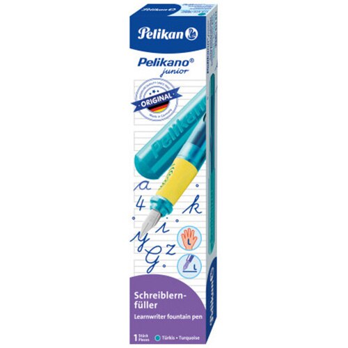 Stilou Pelikan, Pelikano Junior, Penita L, Grip Ergonomic, Pentru Stangaci, Culoare Turcoaz, In Cutie De Carton