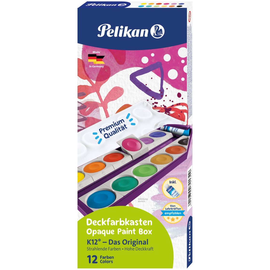 Acuarele Pelikan, K12, Detasabile, 12 Culori+Alb De Zinc, Culoare Mov