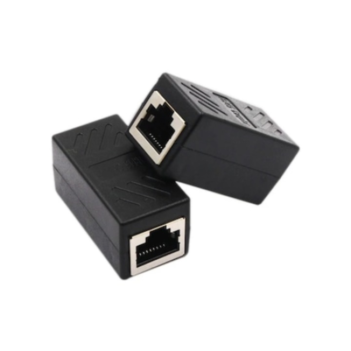 Разширителен адаптер Datamaxx UTP, FTP CAT5A, CAT6A екраниран женски-женски, черен