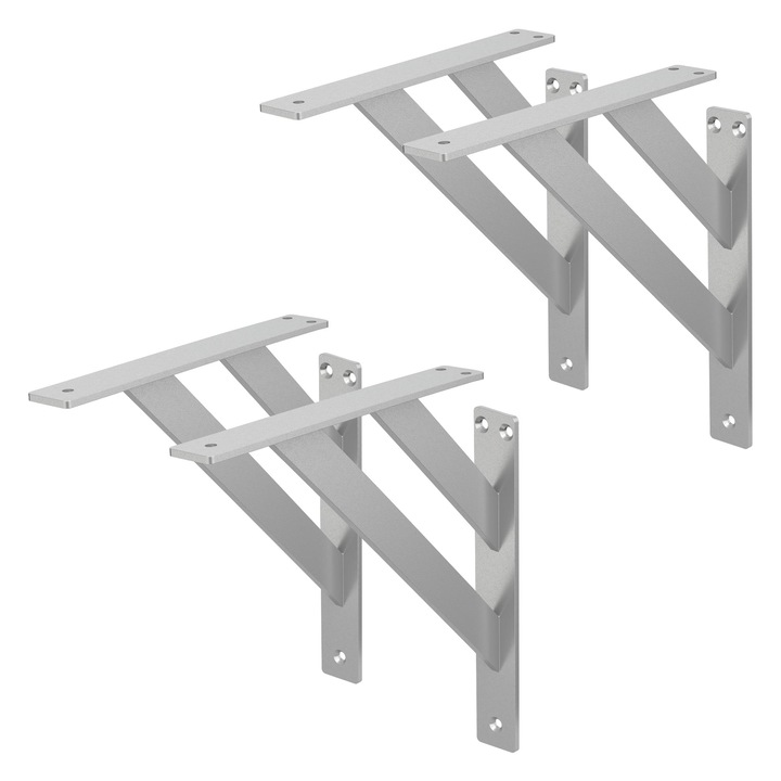 Set 4 x suporturi de raft, ML-Design, argintiu, aluminiu, 240 x 30 x 240 mm, robust si durabil, instalare simpla