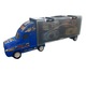 Set Camion Trailer Die-Cast de Jucarie pentru Transport Masinute de Curse, Cu maner, Din Metal si Plastic, Tir si 4 Masini de Curse, +3 Ani, Albastru