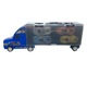 Set Camion Trailer Die-Cast de Jucarie pentru Transport Masinute de Curse, Cu maner, Din Metal si Plastic, Tir si 4 Masini de Curse, +3 Ani, Albastru