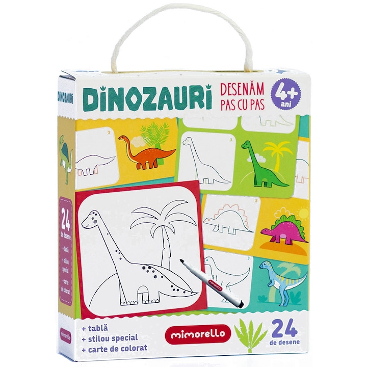 Joc educativ Mimorello - Desenam pas cu pas, Dinozauri
