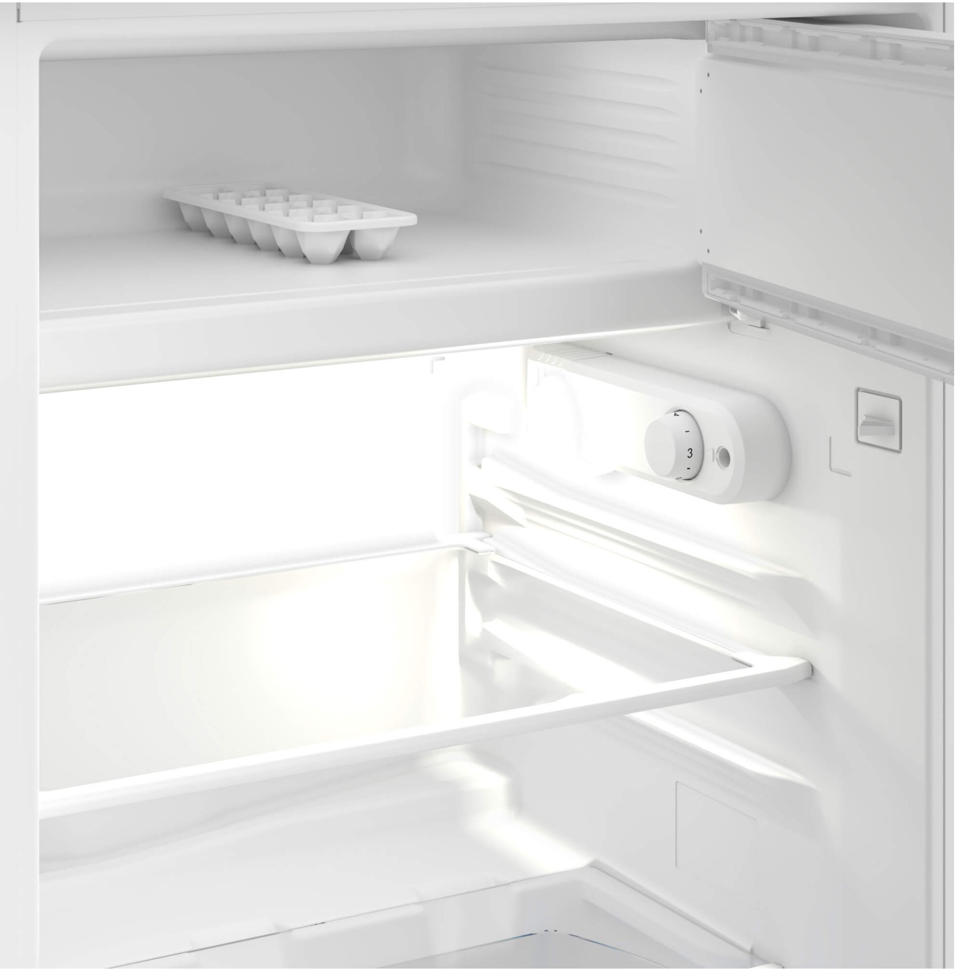 Frigider incorporabil Beko B1754N, 110 l, Clasa E, Rafturi ajustabile, Termostat reglabil, XXL Bottle holder, Cutie legume si fructe, Congelator, H 86,6 cm