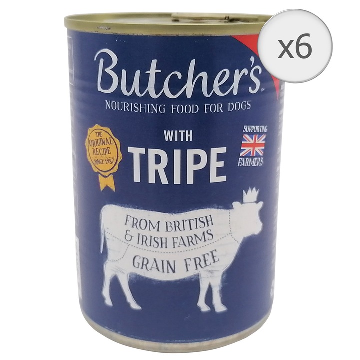 Butcher’S ORIGINAL nedves kutyaeledel, marhabendővel, pástétom, 6 x 400g