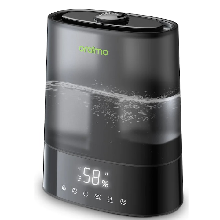 Oraimo Professzionális légnedvesítő, 6 literes tartály, kijelző, időzítő, felültöltés, 28 dB, fekete