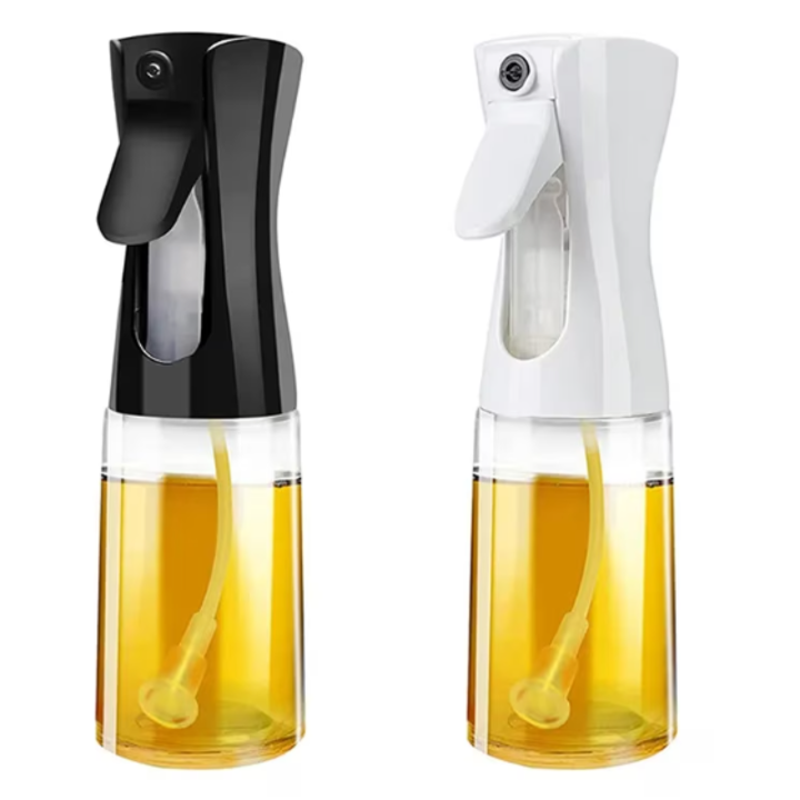 2 db permetezőkészlet olajhoz, ecethez vagy más folyadékokhoz, újratölthető, többfunkciós, űrtartalom 230 ml, anyaga üveg és PVC, szín fekete/fehér