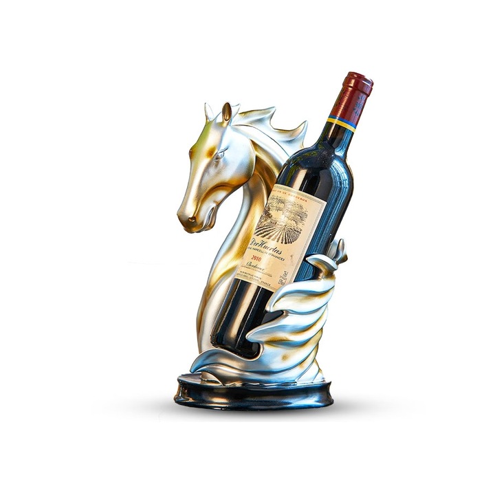 XGETOP© borosüveg tartó, 29 cm magas, dísz, gyanta, Arany