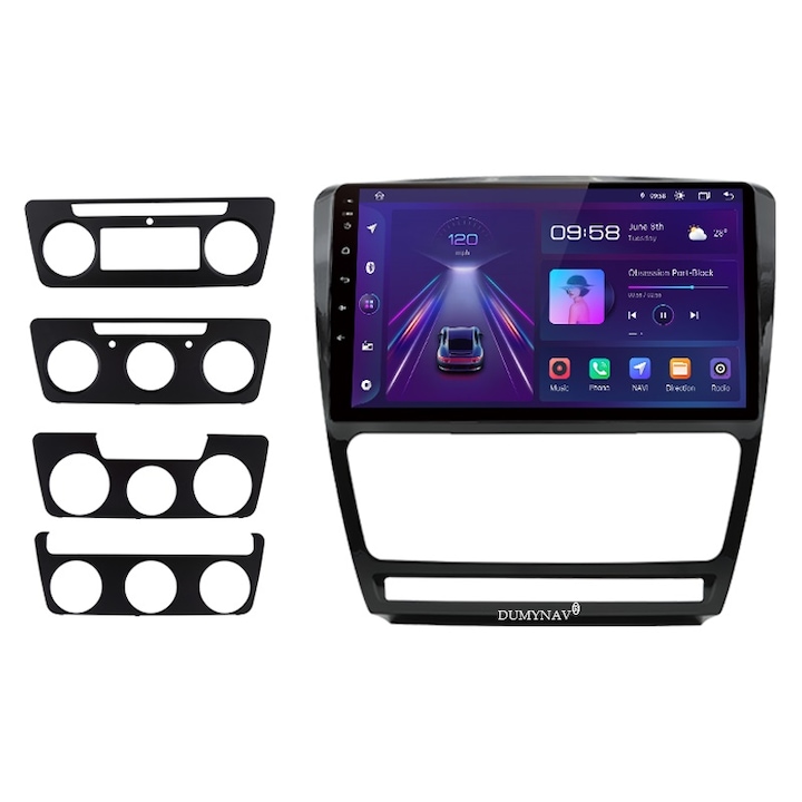 Navigatie android 13-8GB-RAM-128GB memorie interna dedicata pentru Skoda Octavia 2 an 2006-2013 Fast Boot la secunda, peocesor Octa Core Slot Sim 4G, Rezolutie 1280*720, Carplay+apple+android auto, diagonala 10.1 Inch-cooler ventilatie integrata