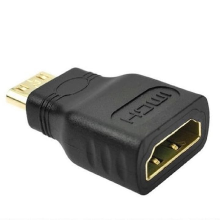 Adaptor miniHDMI to HDMI, pentru Tableta, TV, Videoproiector, Receiver, Gold, Dactylion®