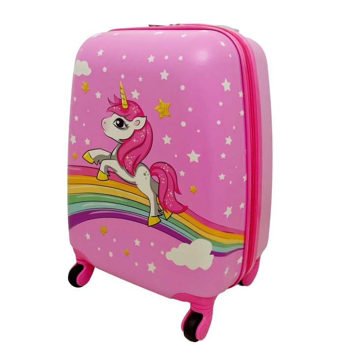 Детски кабинен куфар Unicorn and Stars, 46 x 30 x 20 CM, пастелно розово, Seretec Solutions TR-000072