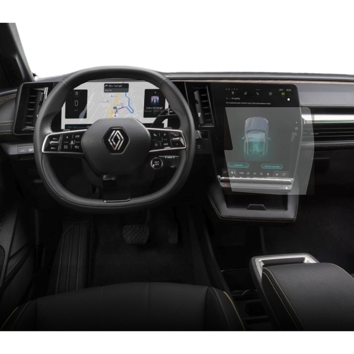 Folie Protectie Navigatie Renault Megane E-Tech 2021+, Duragon, protectie Display Navigatie, silicon Transparent, Anti-zgarieturi, Anti-amprenta, Regenerabila, Flexibila, Anti-Shock, kit instalare
