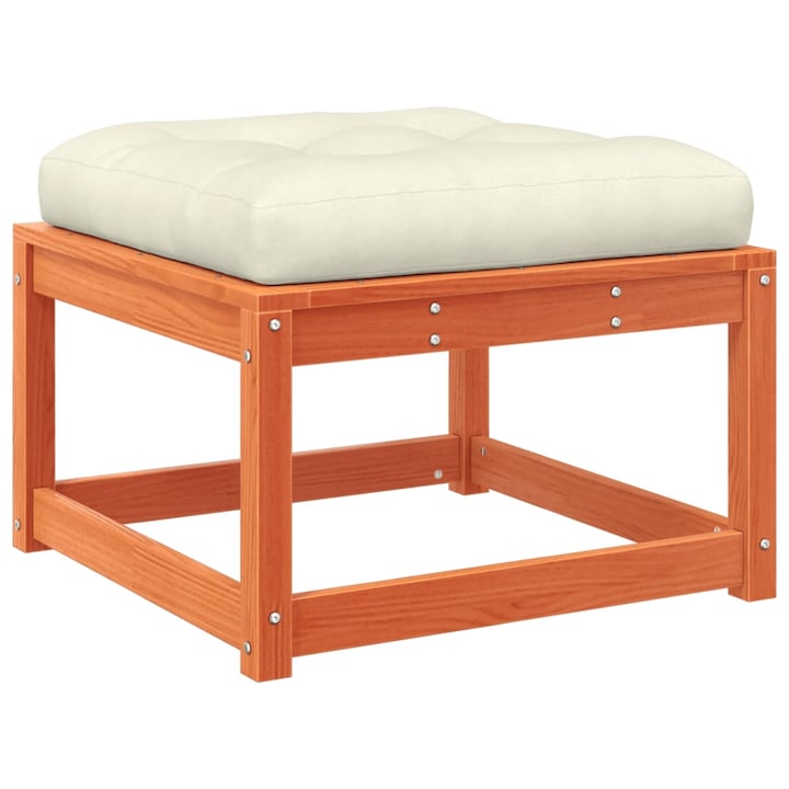 Taburet de gradina cu perne vidaXL, maro ceruit, lemn masiv de pin, 7.4 kg