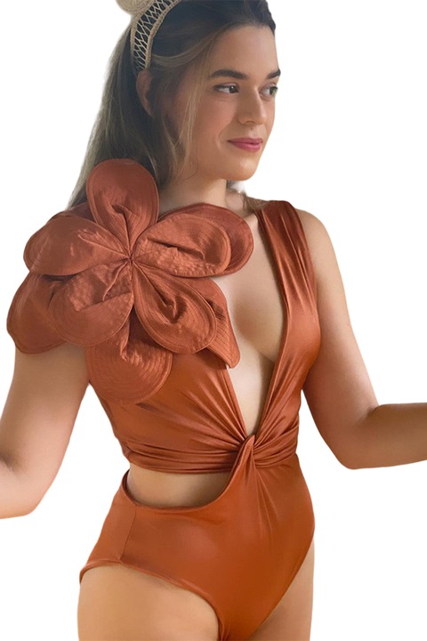 2531Цял Бански Костюм Mixbo, Елегантен Цвят, Кафяв