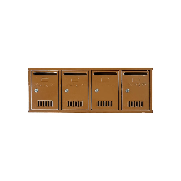 Модул от 4 пощенски кутии, кафяв, 740 x 260 x 75 mm