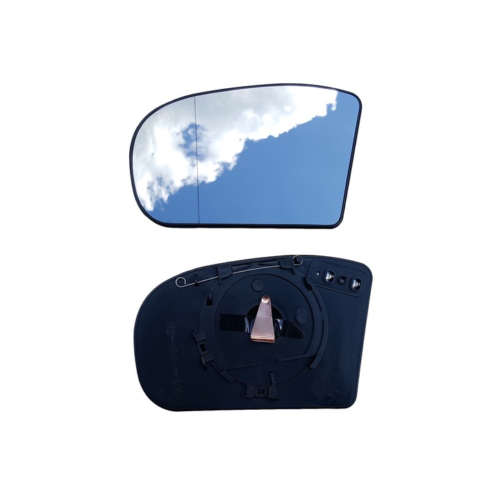 Sticla oglinda, Dreapta, Am Mercedes E-Klasse W211 02-06, Incalzita, Argintiu/Negru