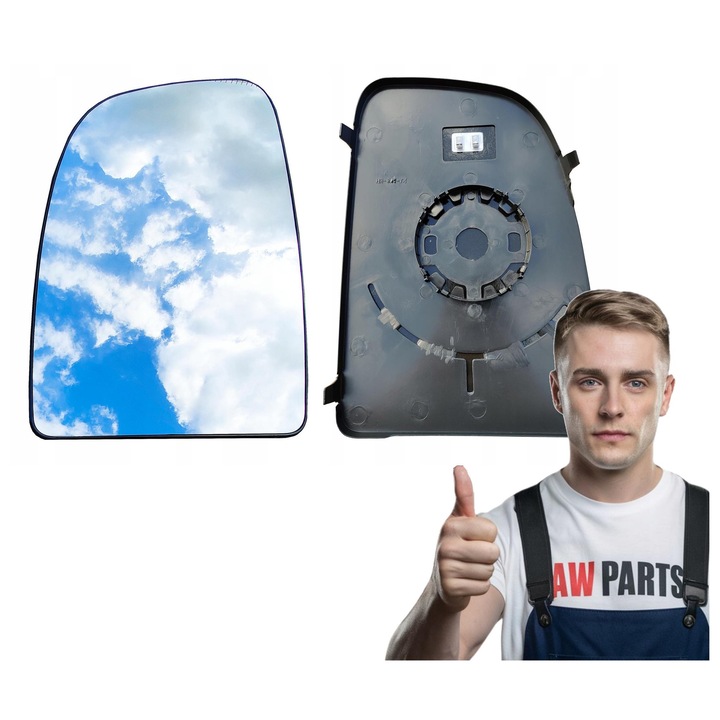 Sticla oglinda, Dreapta, Am Fiat Ducato 2006-2022, Citroen Jumper 2006-2022, Peugeot Boxer 2006-2022, Incalzita, Argintiu/Negru
