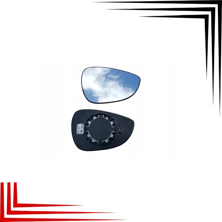 Sticla oglinda, Dreapta, Am Ford Fiesta 08-, Incalzita, Argintiu/Negru