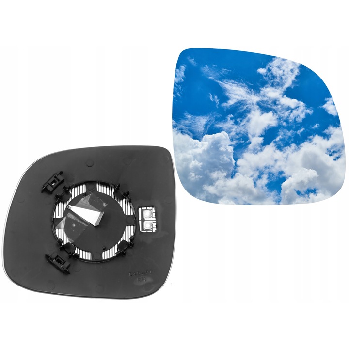 Sticla oglinda, Dreapta, Am Volkswagen Transporter T5 2010-2018, Incalzita, Argintiu/Negru